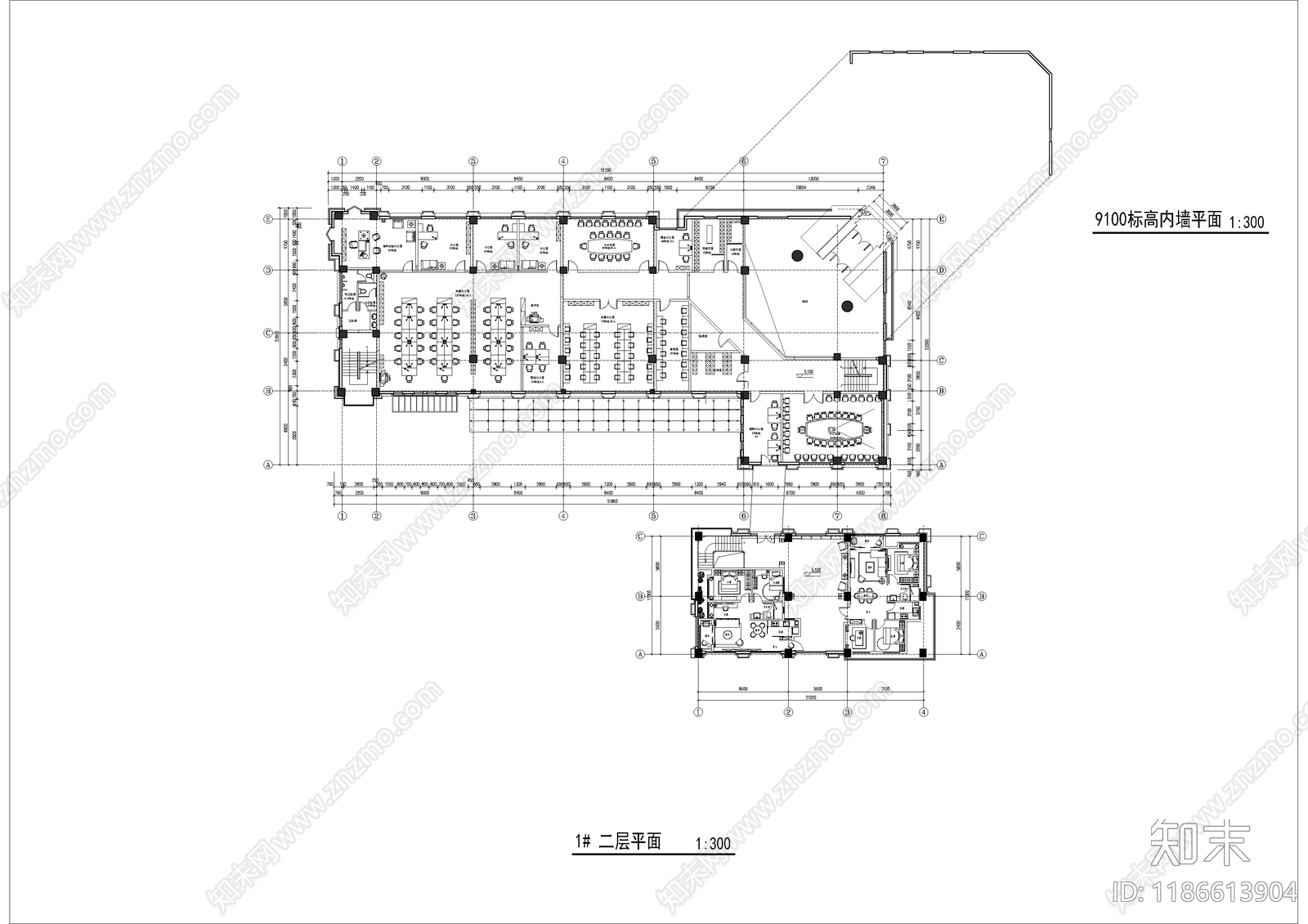 现代售楼处建筑施工图下载【ID:1186613904】