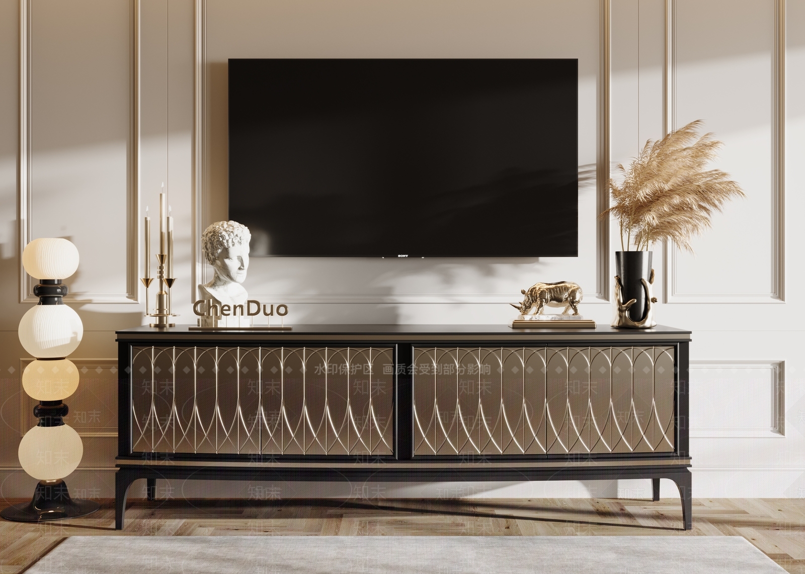 法式欧式电视柜SU模型下载【ID:1186619301】