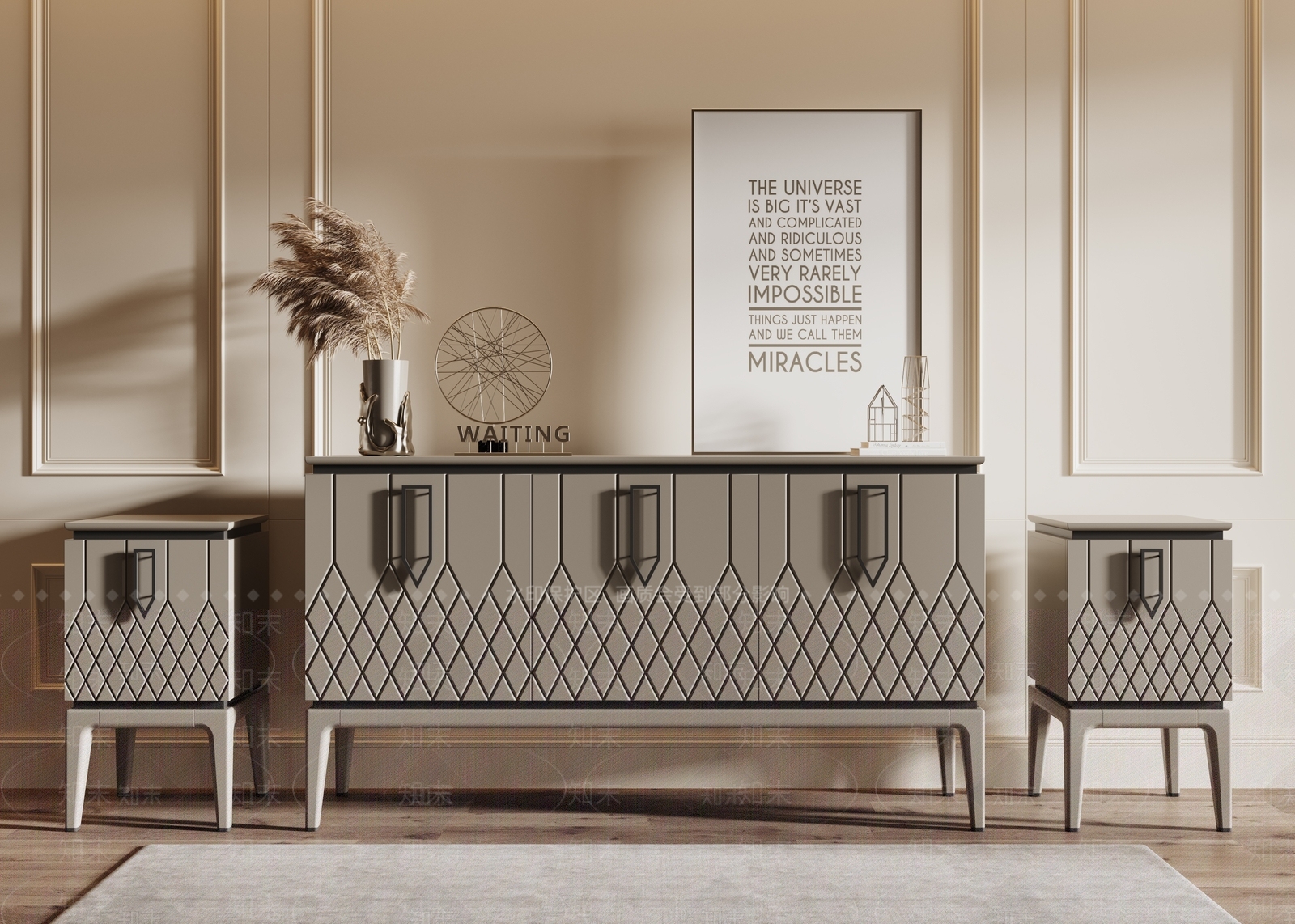 法式欧式电视柜SU模型下载【ID:1186619733】