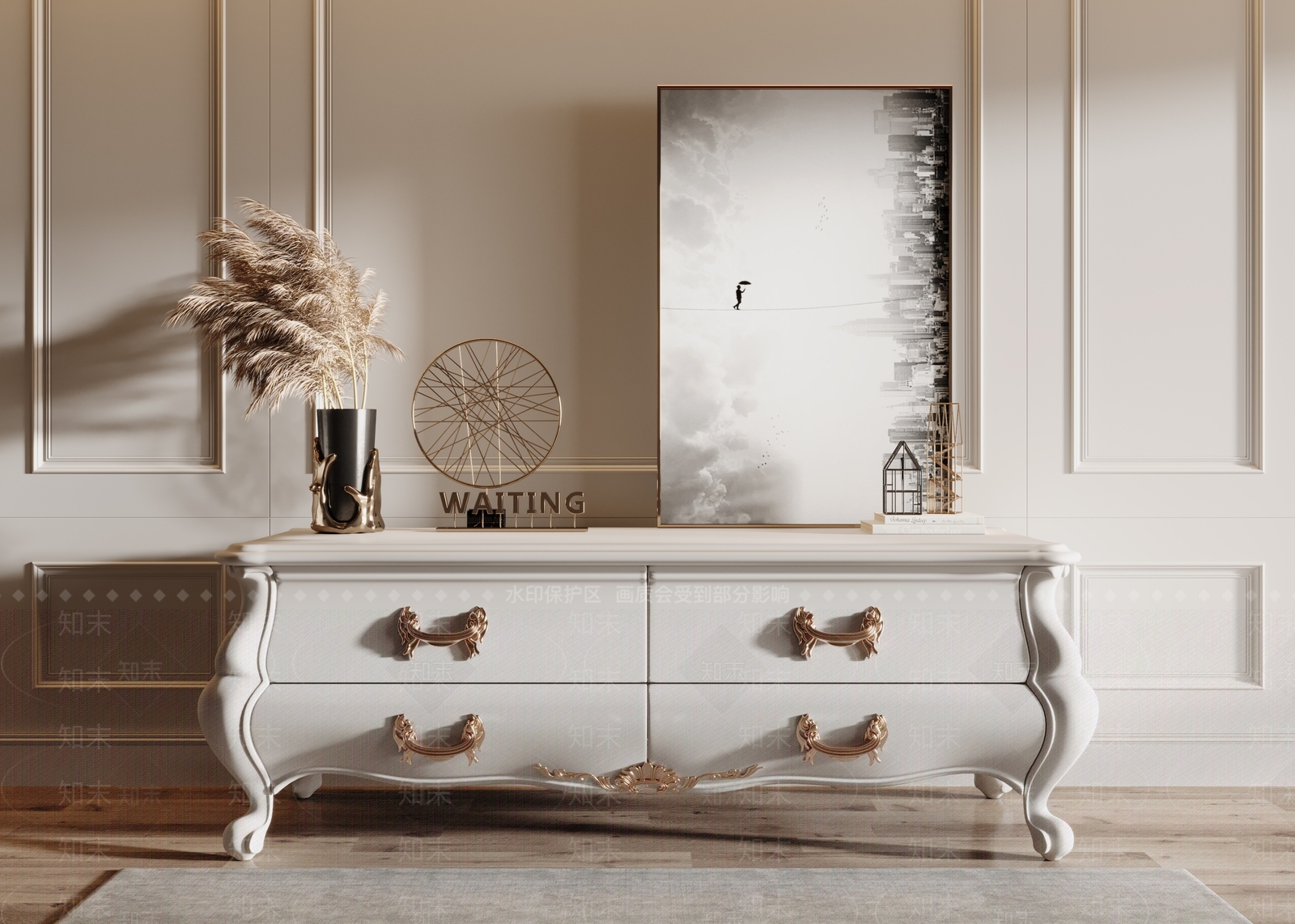 法式欧式电视柜SU模型下载【ID:1186619795】