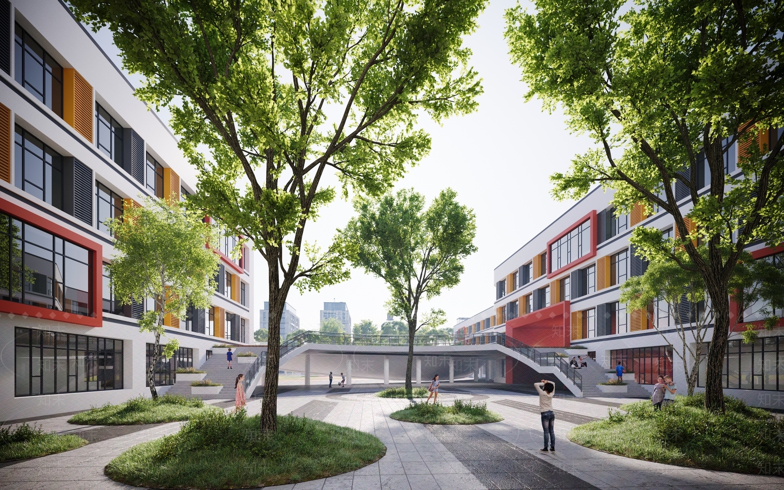 现代学校外观3D模型下载【ID:1186619746】