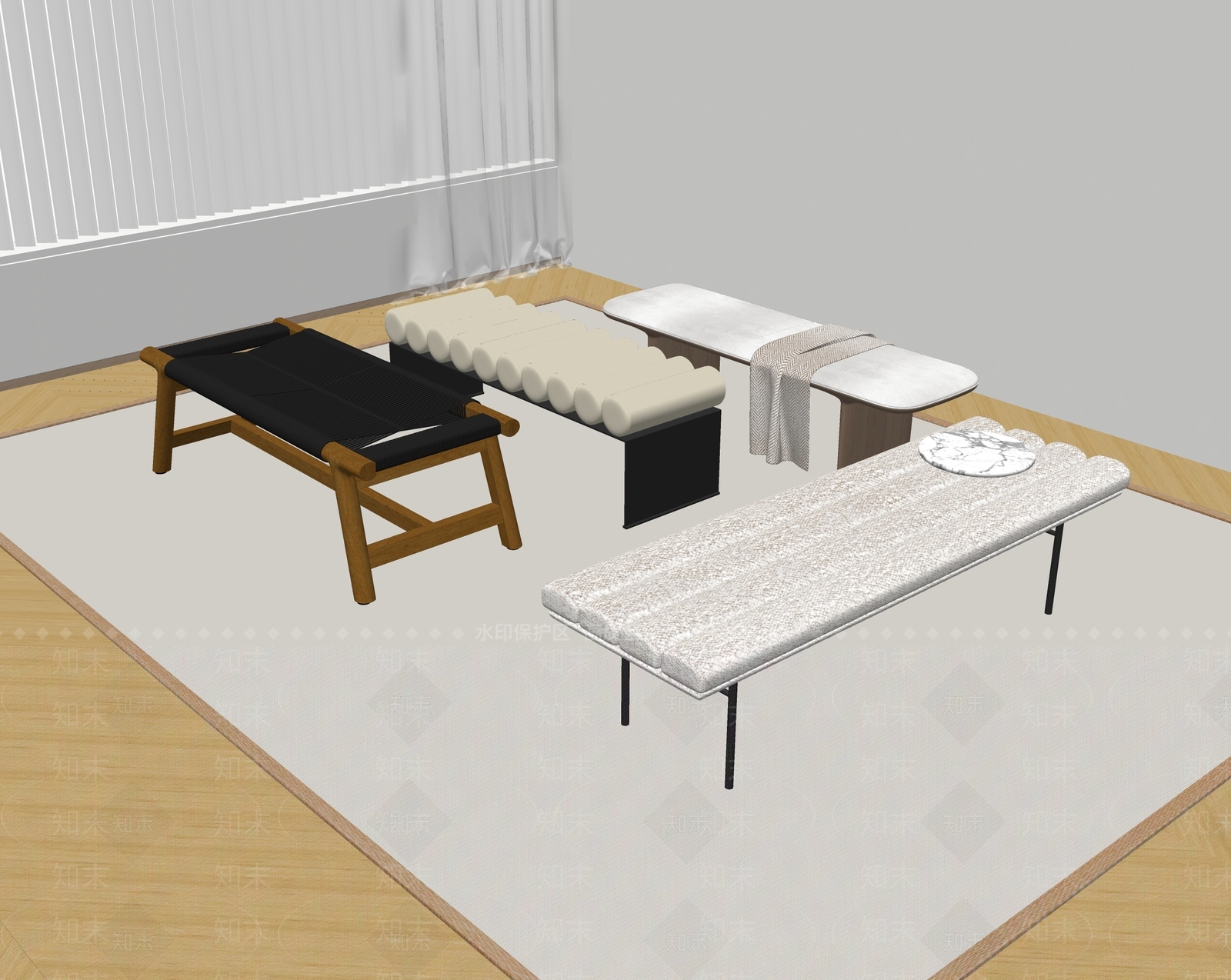 现代沙发凳SU模型下载【ID:1186624786】