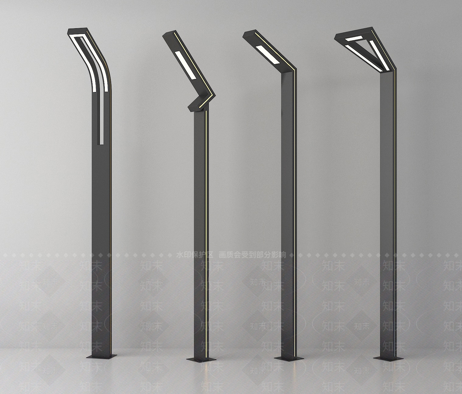 现代路灯SU模型下载【ID:1186625736】