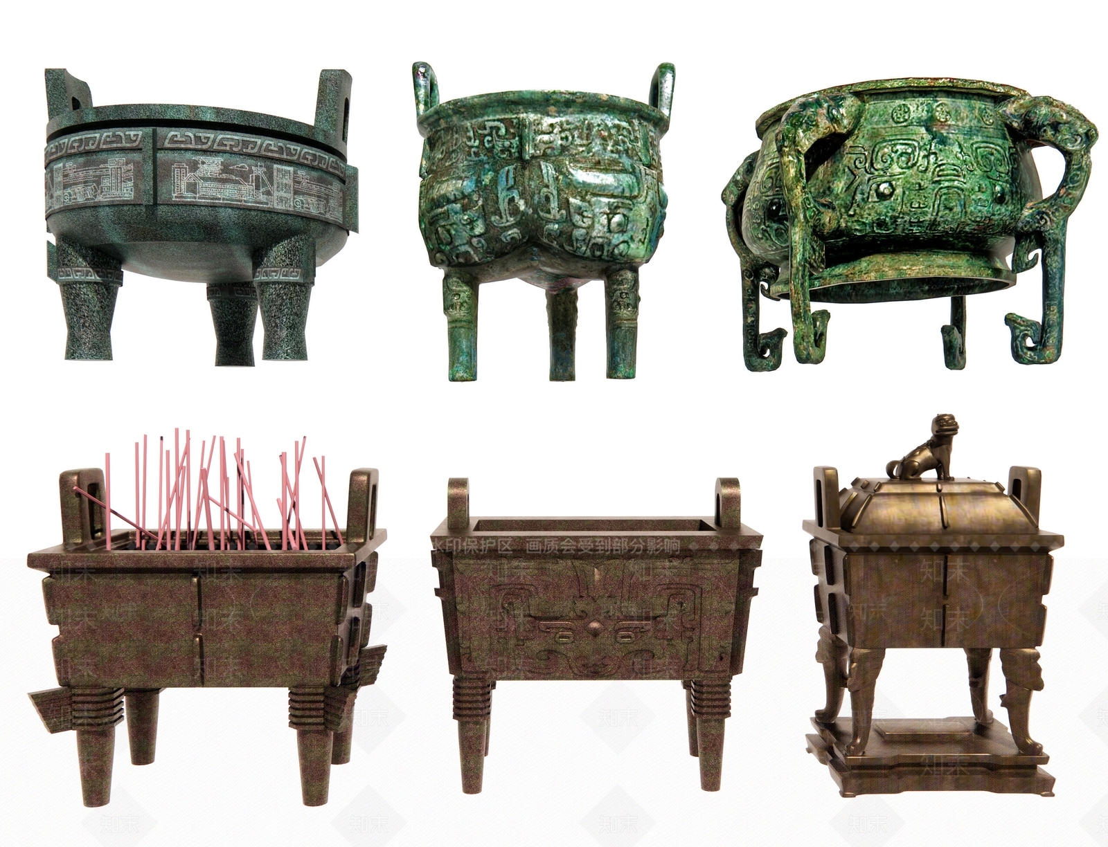 中式青铜鼎3D模型下载【ID:1186627517】