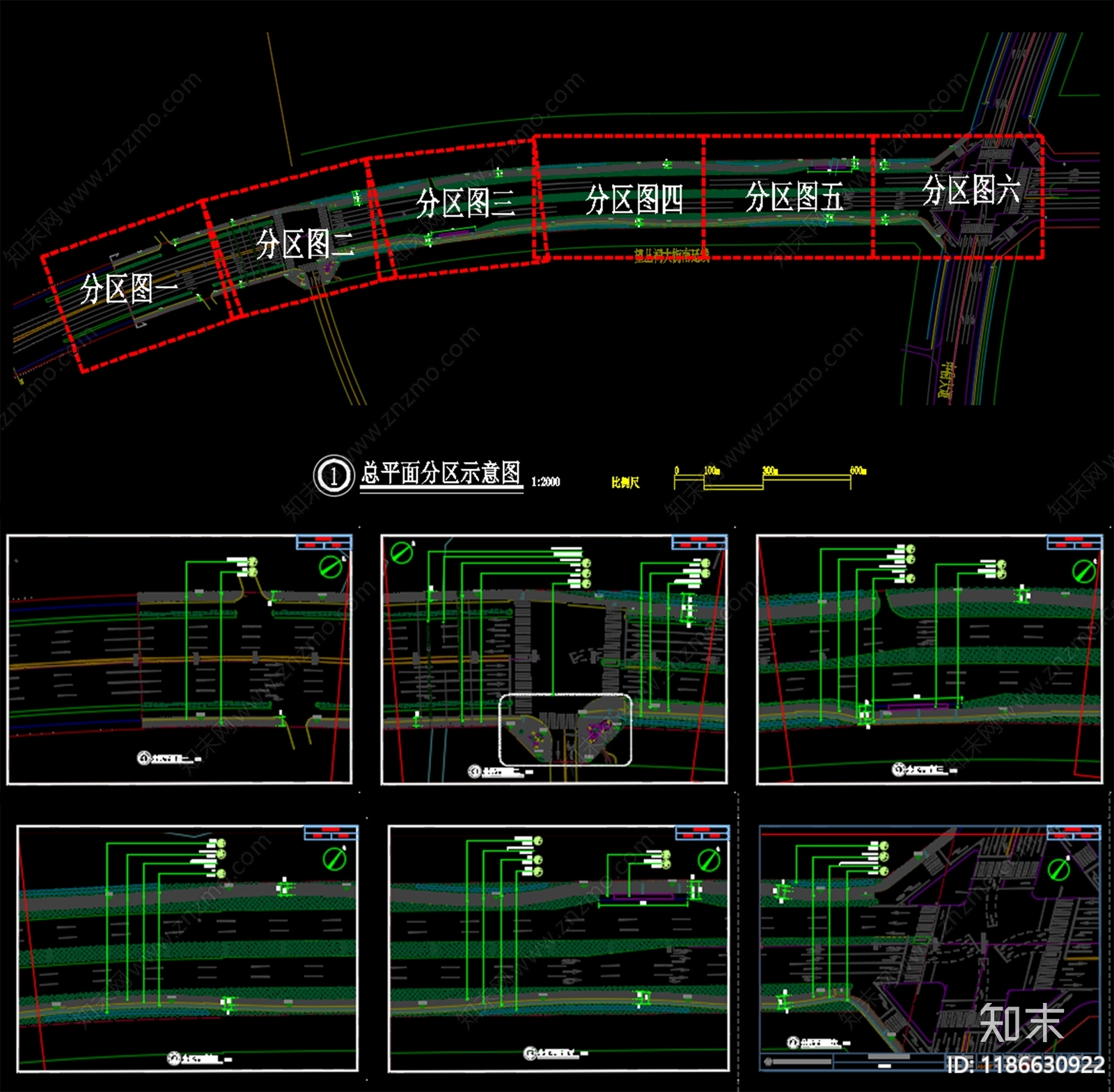 现代道路绿化cad施工图下载【ID:1186630922】