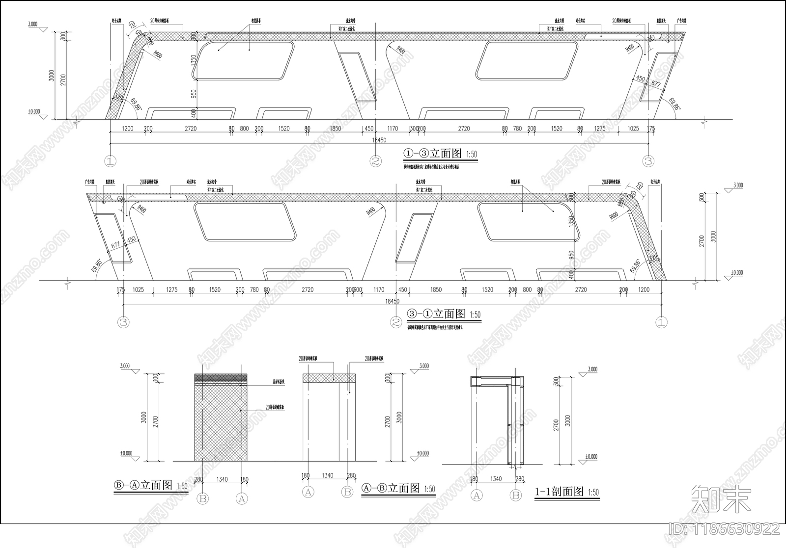 现代道路绿化cad施工图下载【ID:1186630922】