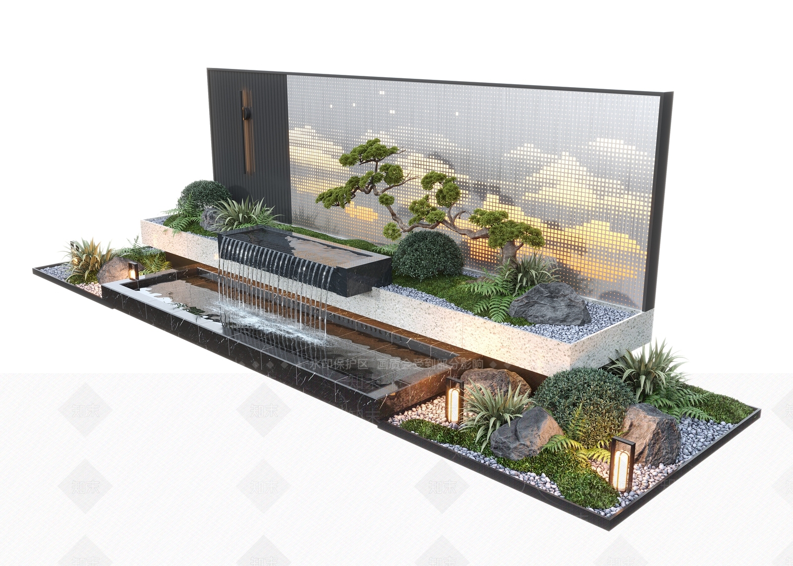 现代假山水景3D模型下载【ID:1186632007】