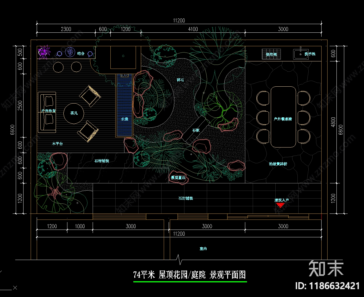 现代新中式庭院cad施工图下载【ID:1186632421】
