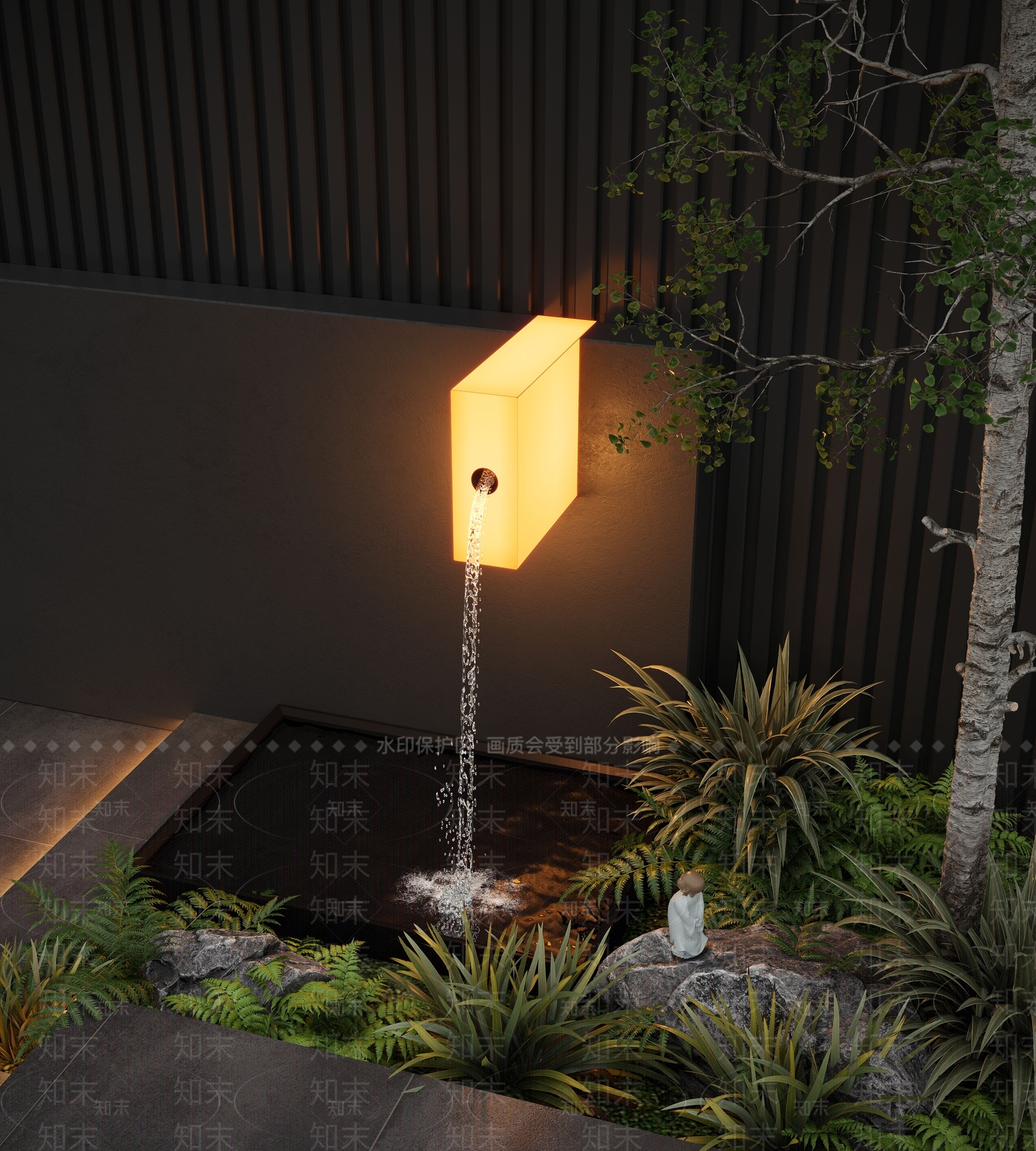 现代新中式水景SU模型下载【ID:1186633514】