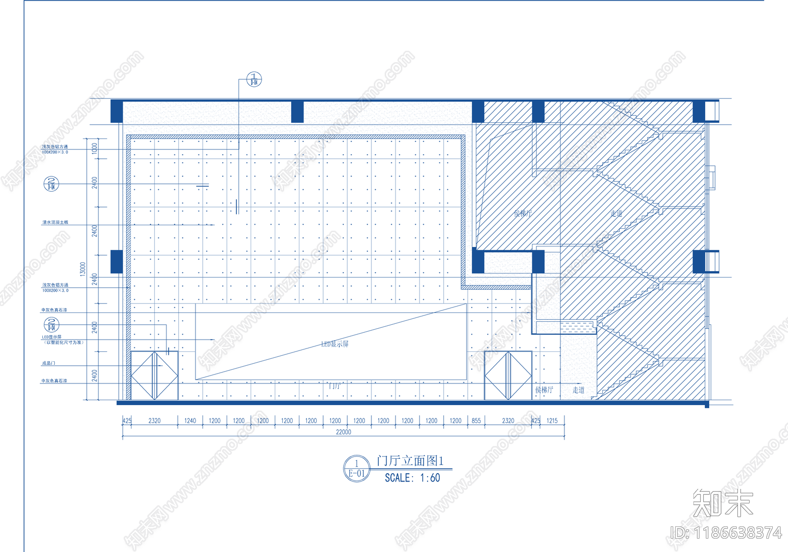 现代整体办公空间cad施工图下载【ID:1186638374】