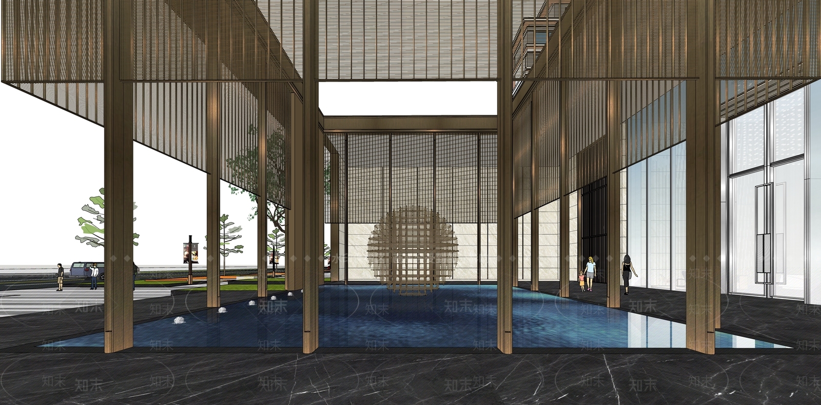 现代轻奢小区建筑SU模型下载【ID:1186639401】