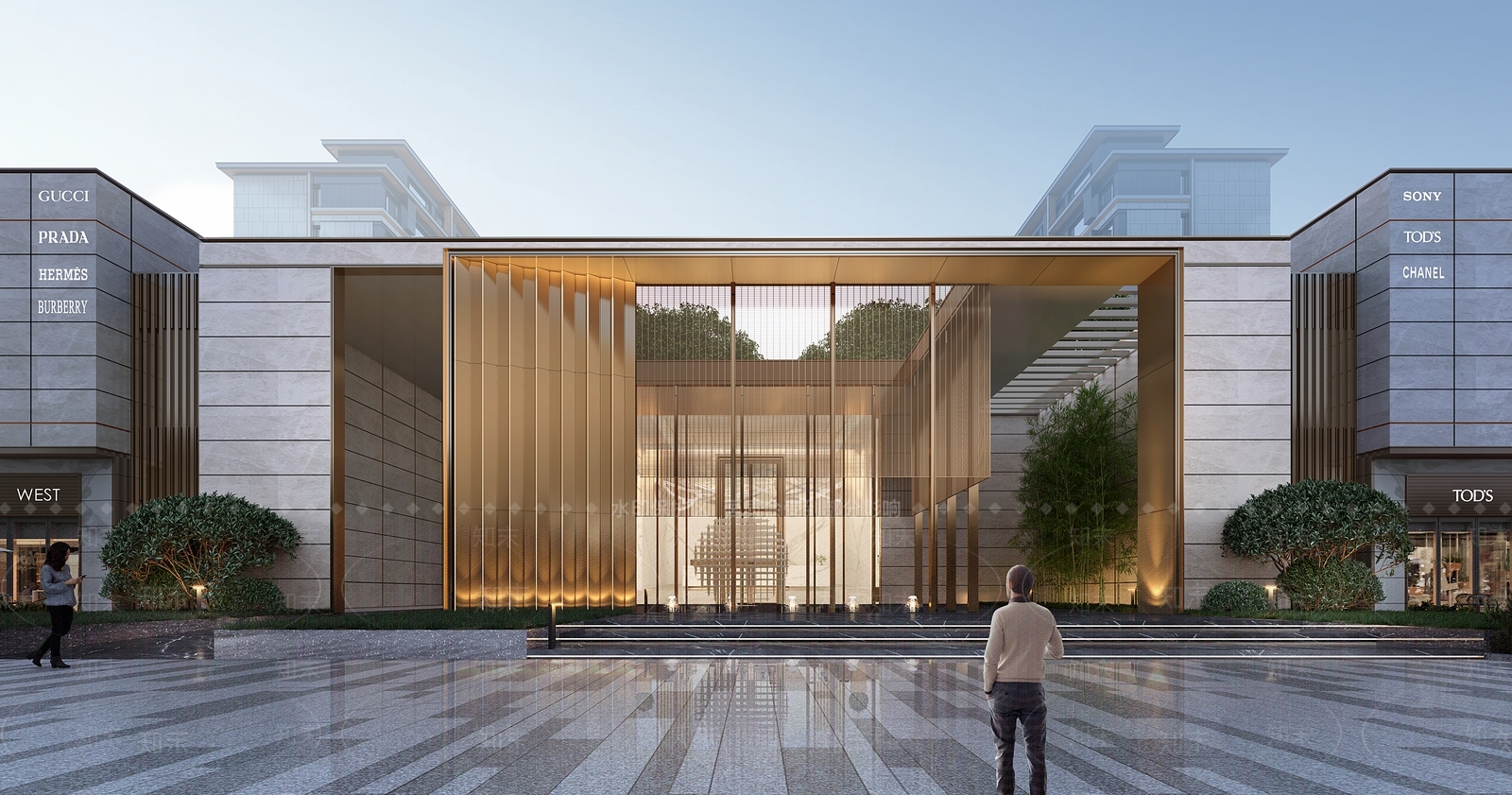 现代轻奢小区建筑SU模型下载【ID:1186639401】