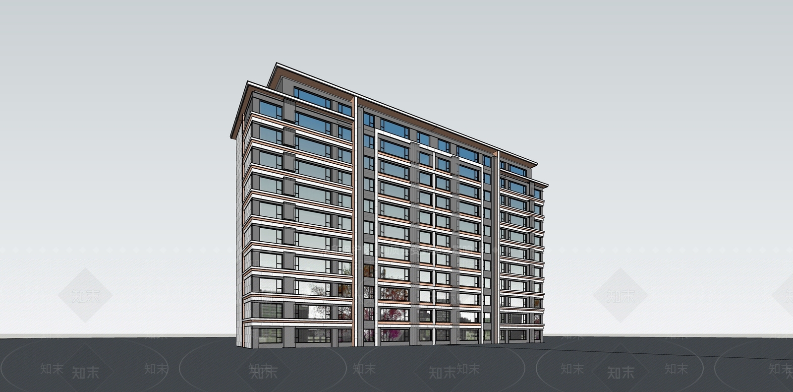 现代轻奢多层住宅SU模型下载【ID:1186641754】
