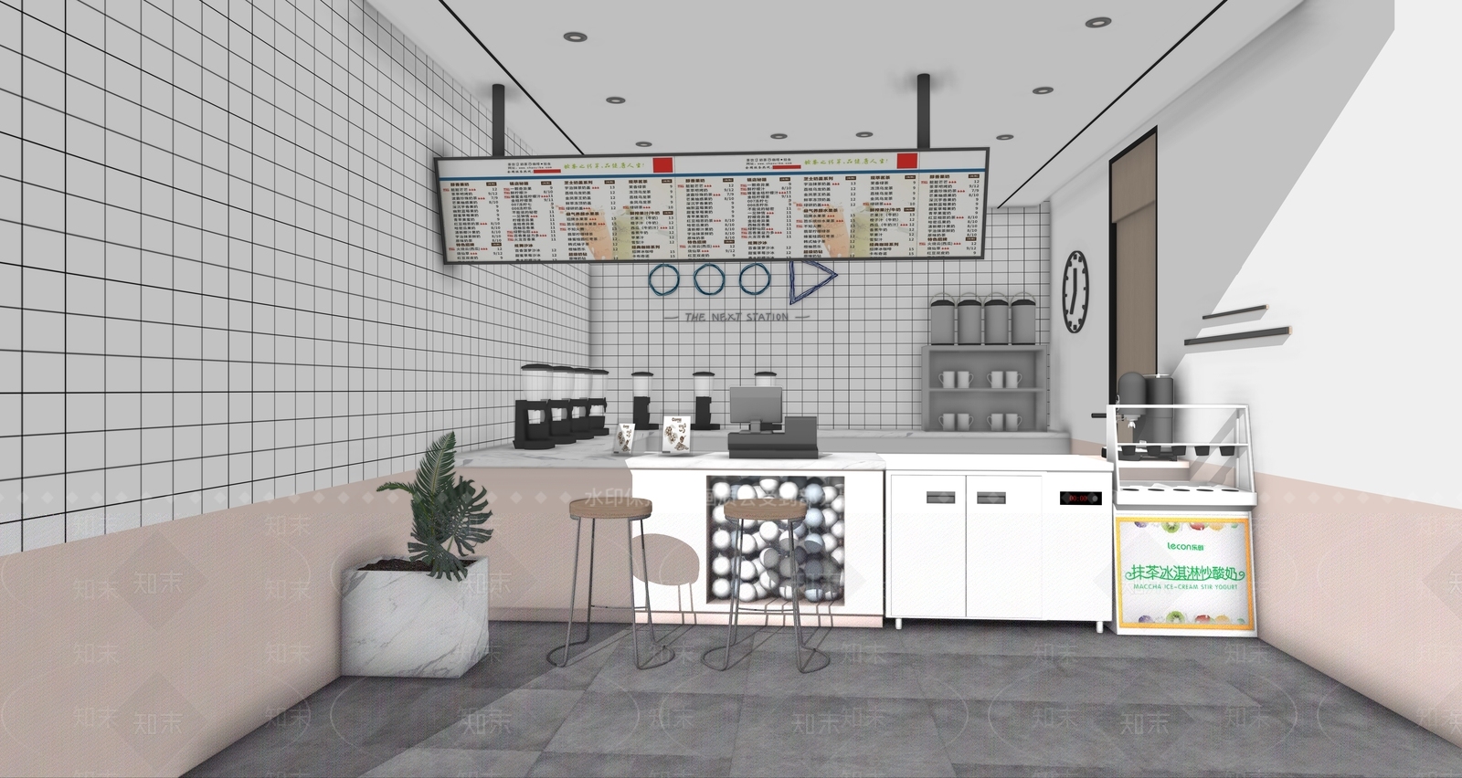 现代奶茶店SU模型下载【ID:1186647945】