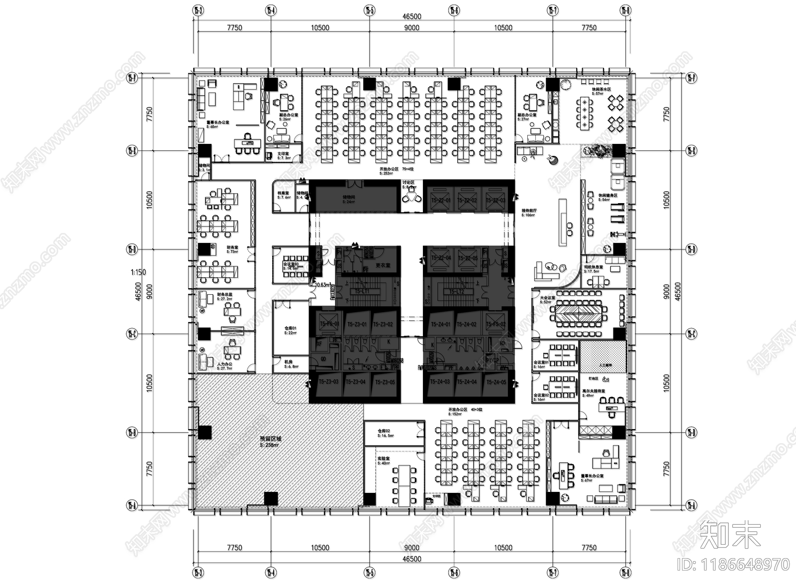 现代整体办公空间施工图下载【ID:1186648970】