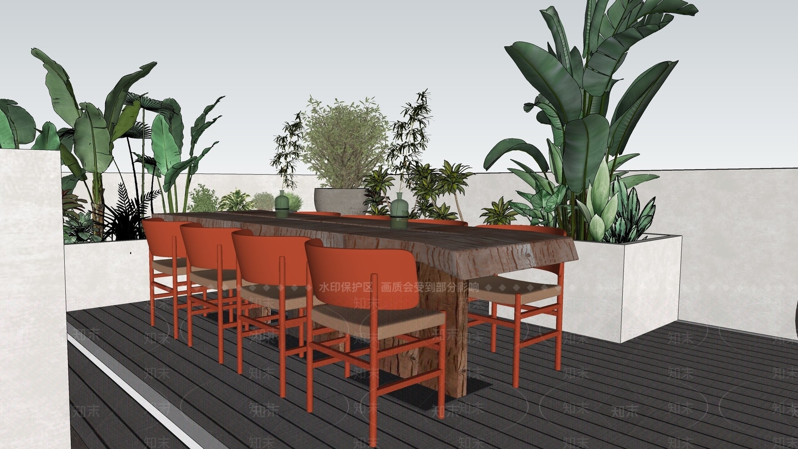轻奢北欧屋顶花园SU模型下载【ID:1186650423】