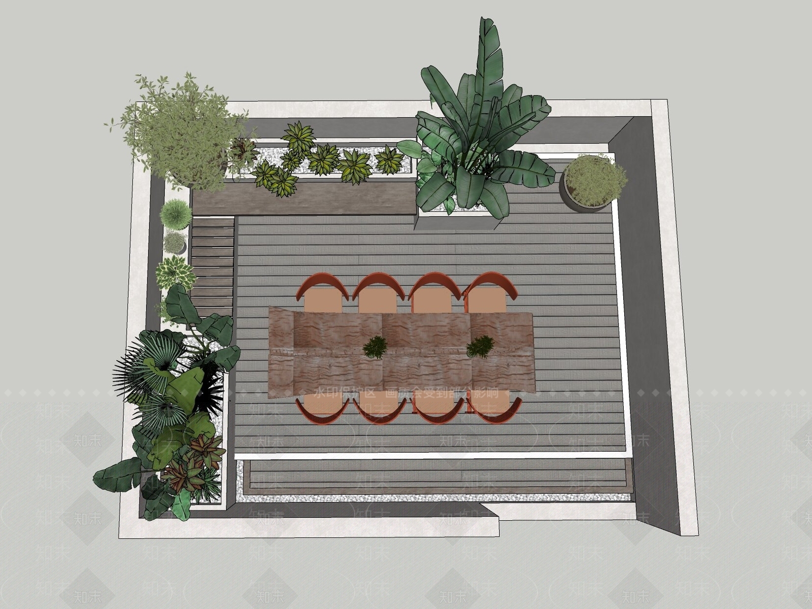 轻奢北欧屋顶花园SU模型下载【ID:1186650423】
