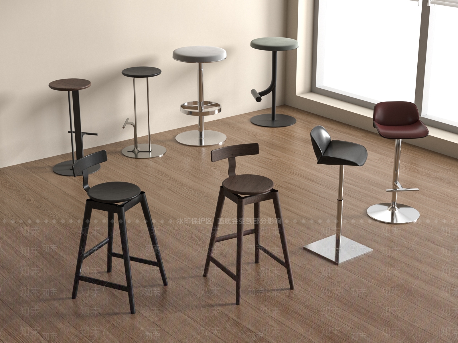 现代吧椅3D模型下载【ID:1186650742】