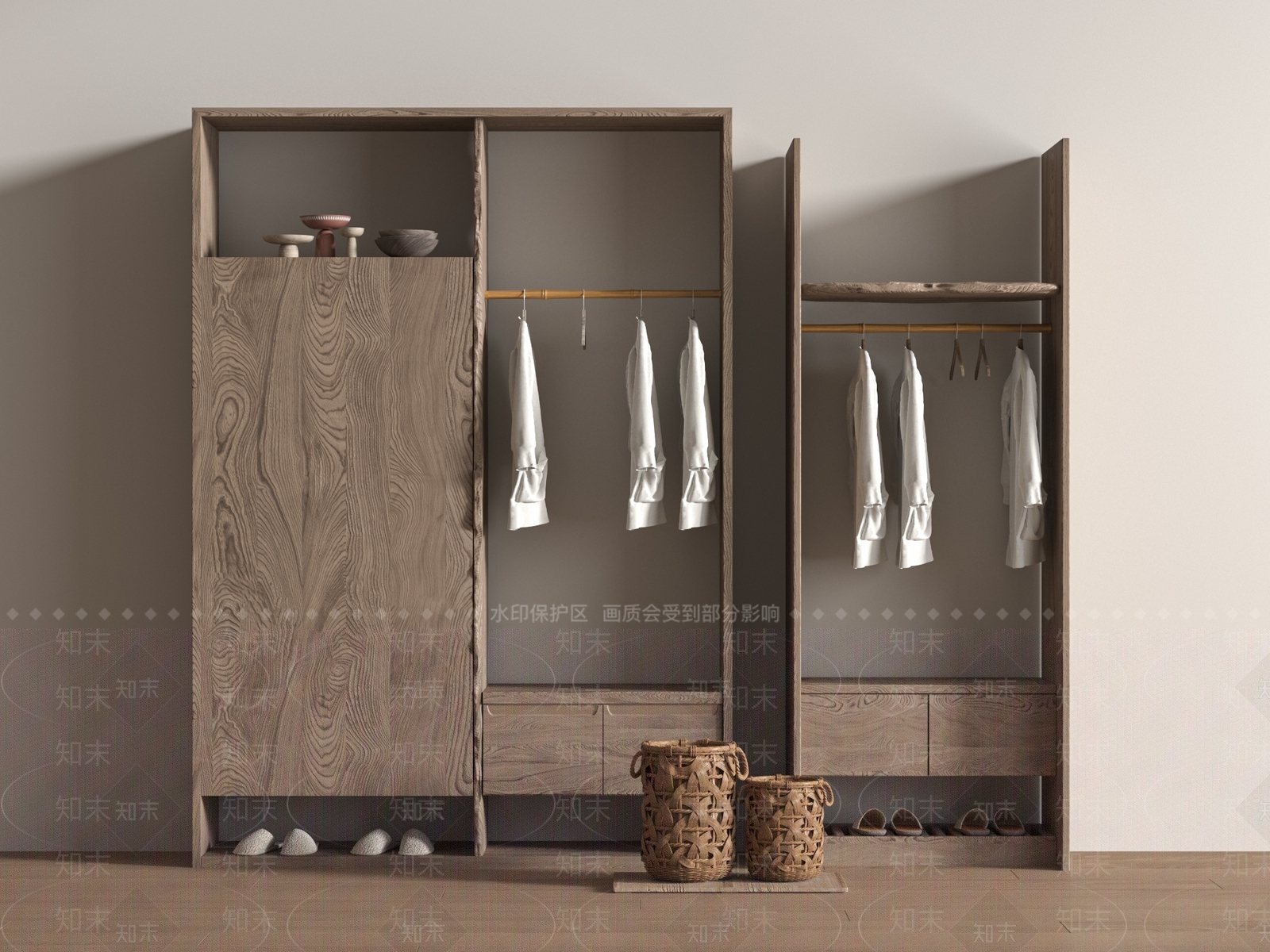 侘寂衣柜SU模型下载【ID:1186651974】