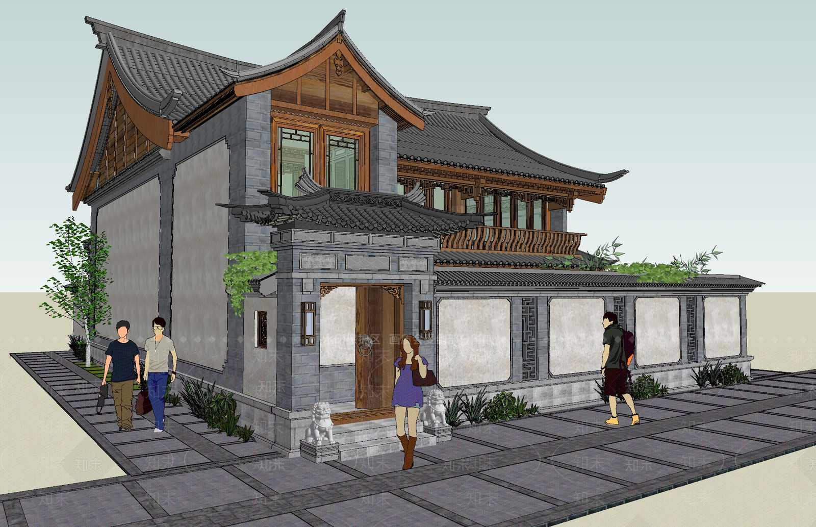 中式古建筑SU模型下载【ID:1186654421】