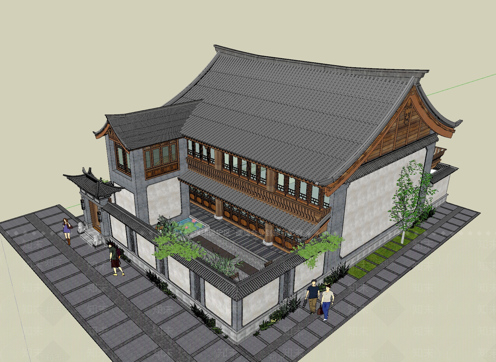 中式古建筑SU模型下载【ID:1186654421】
