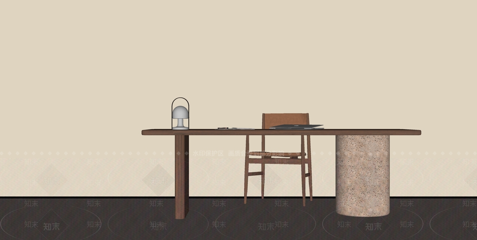 中古侘寂书桌SU模型下载【ID:1186669335】