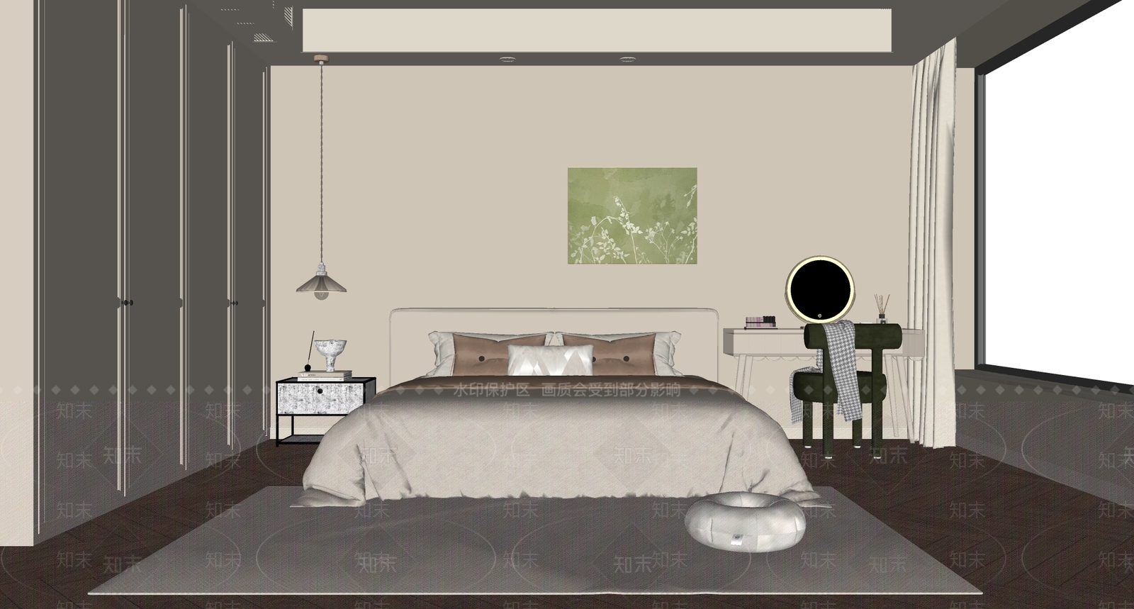 绿色植物图案挂画挂画SU模型下载【ID:1227393239】