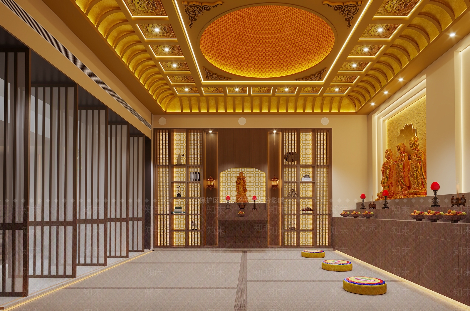 新中式现代佛堂3D模型下载【ID:1186670703】