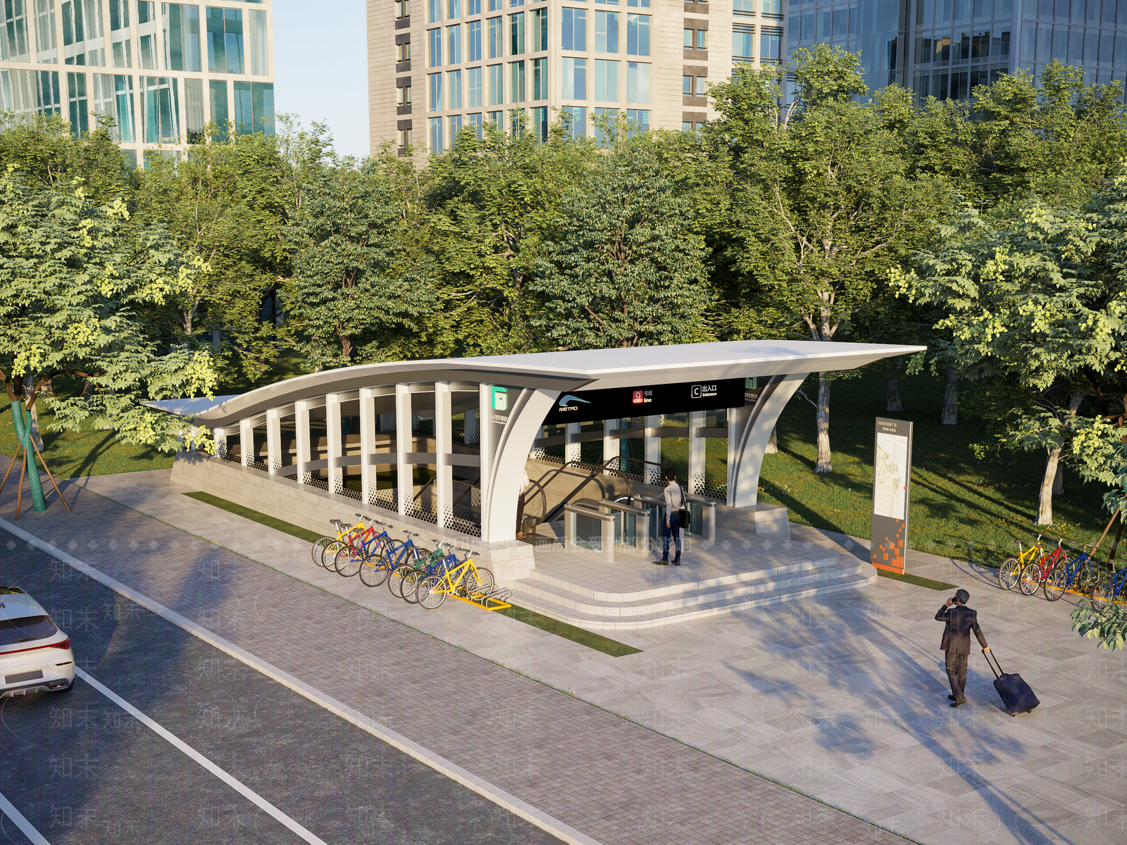 现代车站外观3D模型下载【ID:1186670839】