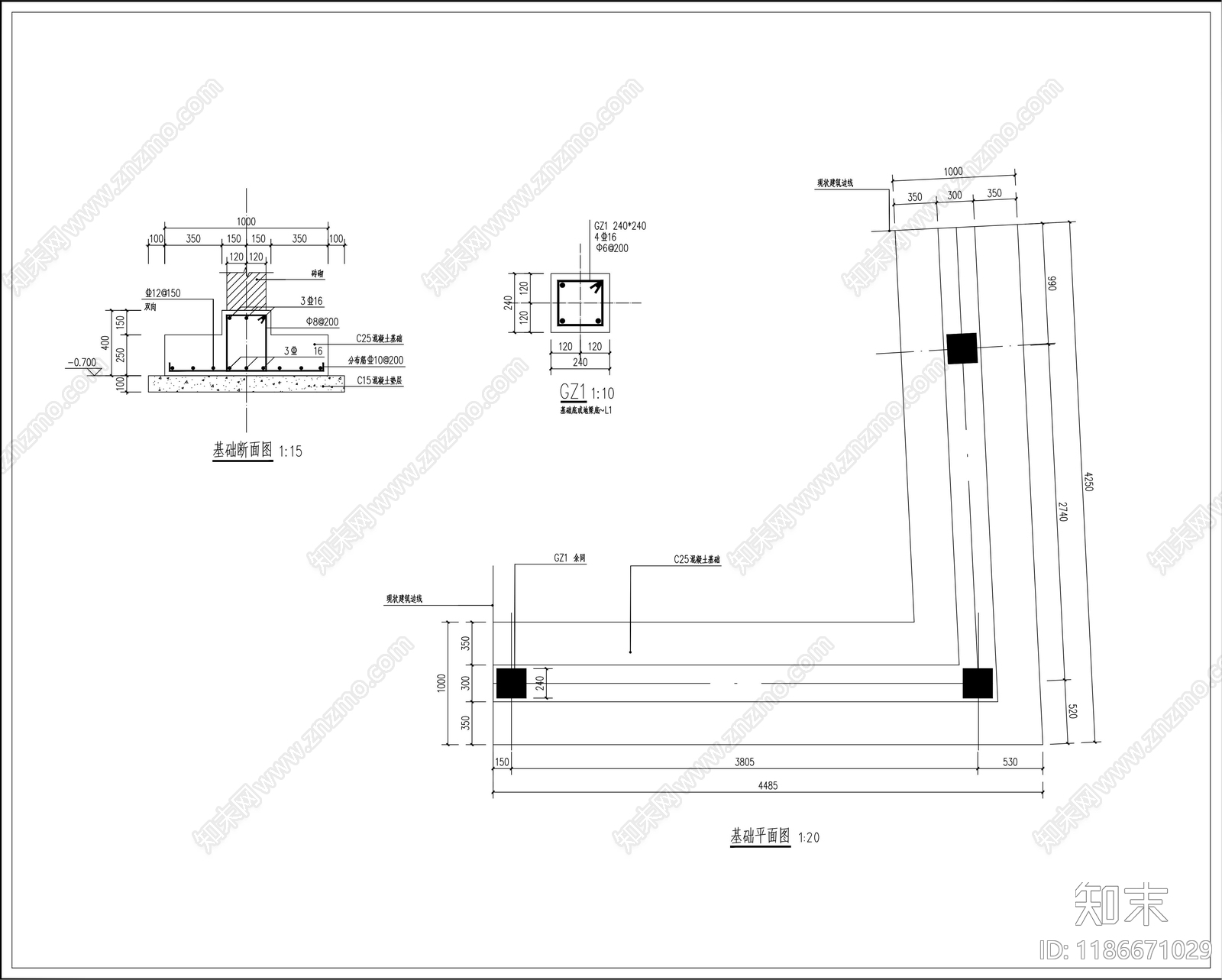 现代围墙图库cad施工图下载【ID:1186671029】