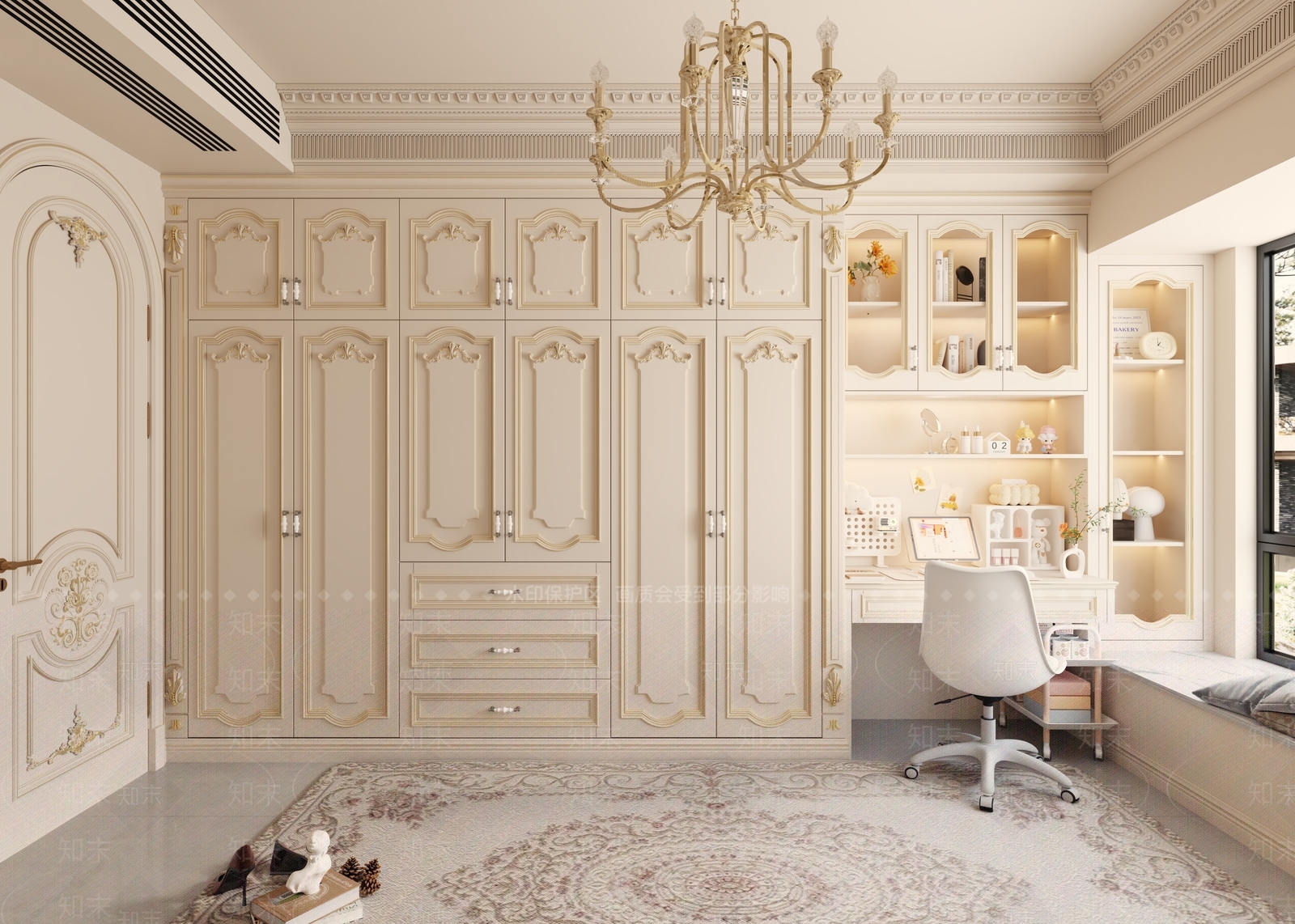 法式欧式衣柜3D模型下载【ID:1186673141】