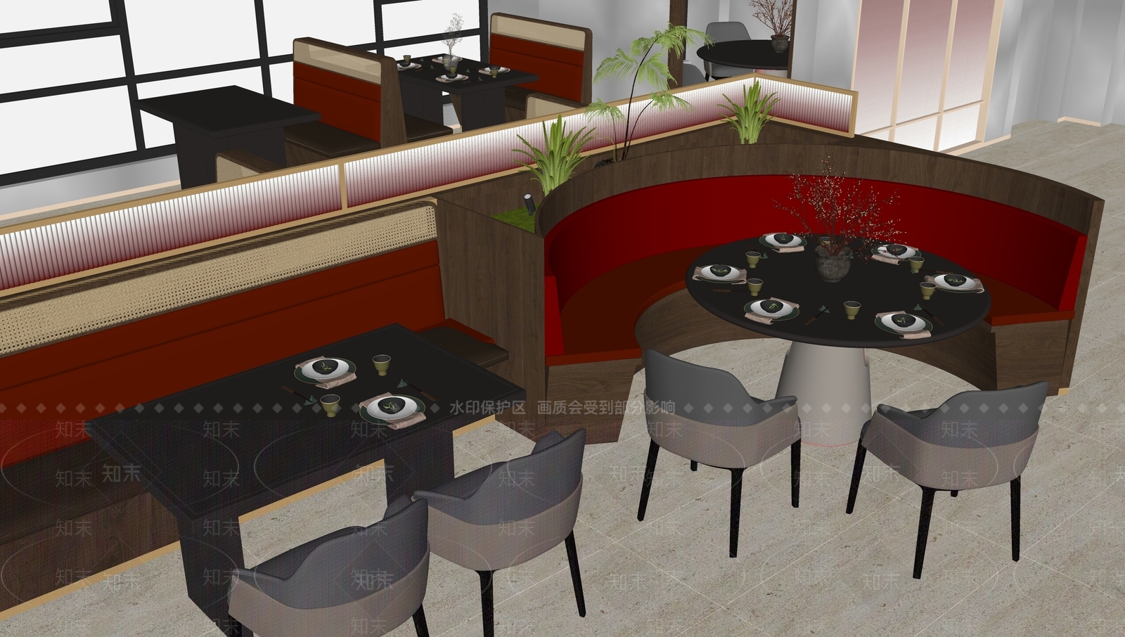 新中式中餐厅SU模型下载【ID:1186675734】