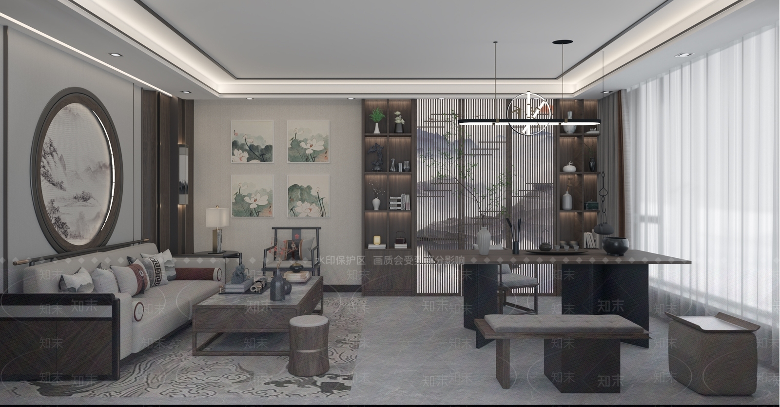新中式中式其他商业空间3D模型下载【ID:1186683330】