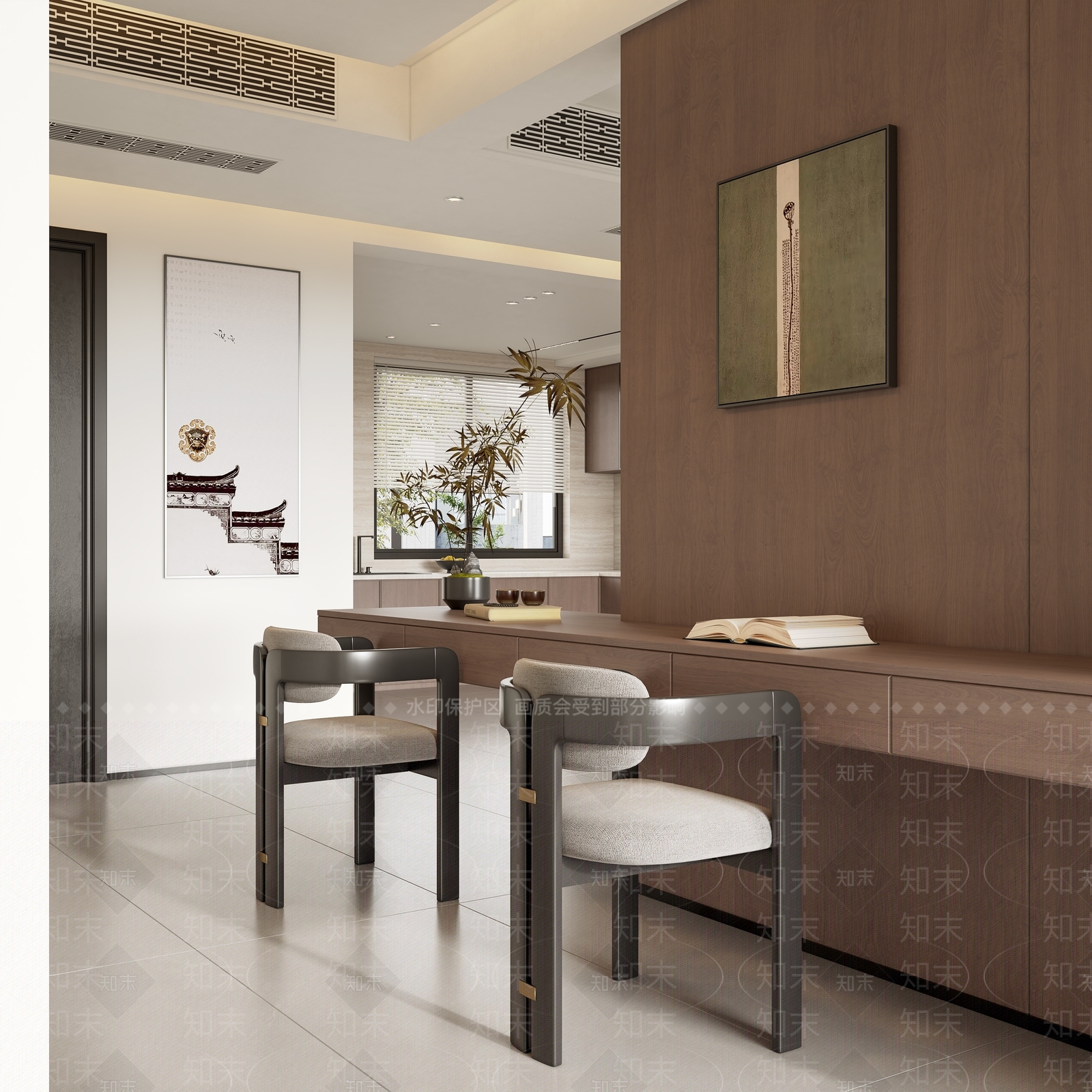 新中式中式书房3D模型下载【ID:1186684692】