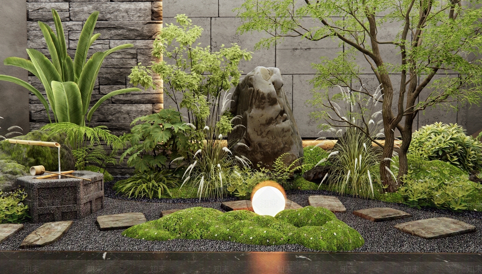 现代室内景观3D模型下载【ID:1186686138】