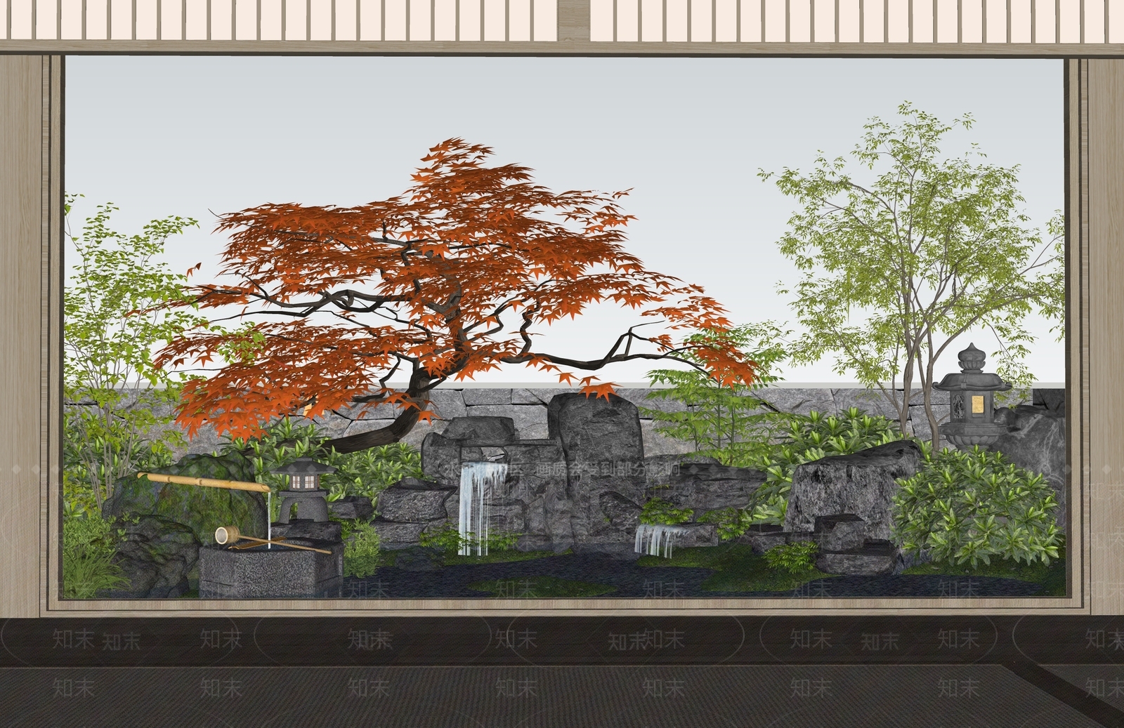 新中式庭院小品SU模型下载【ID:1186686582】