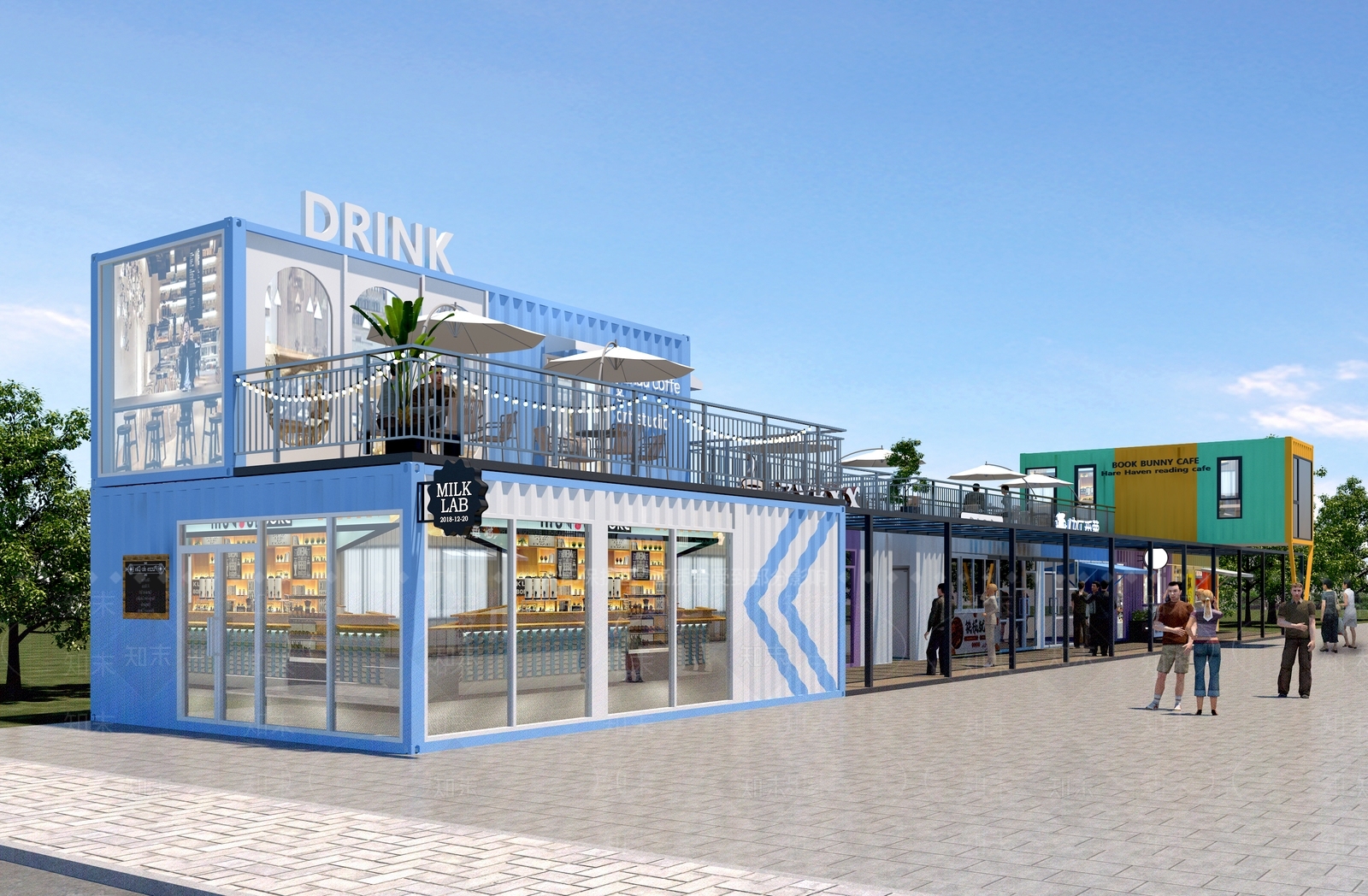 现代简约商业街3D模型下载【ID:1186687031】