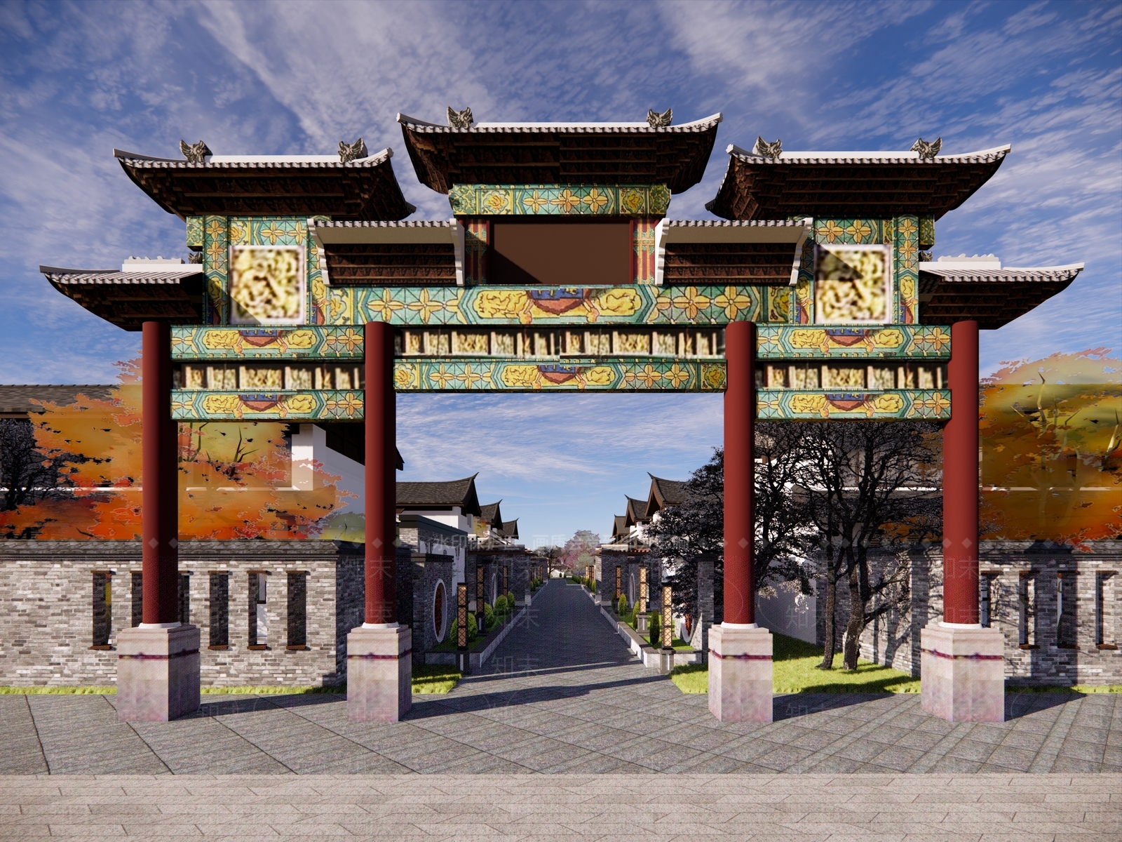 中式古建筑SU模型下载【ID:1186693633】