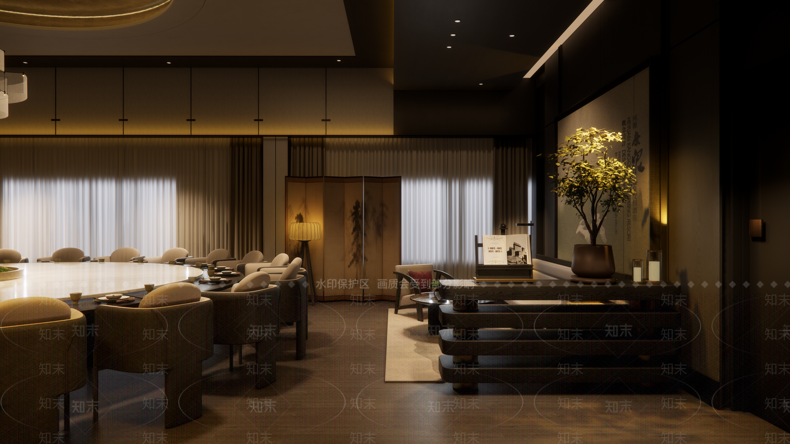 新中式现代包厢SU模型下载【ID:1186694271】