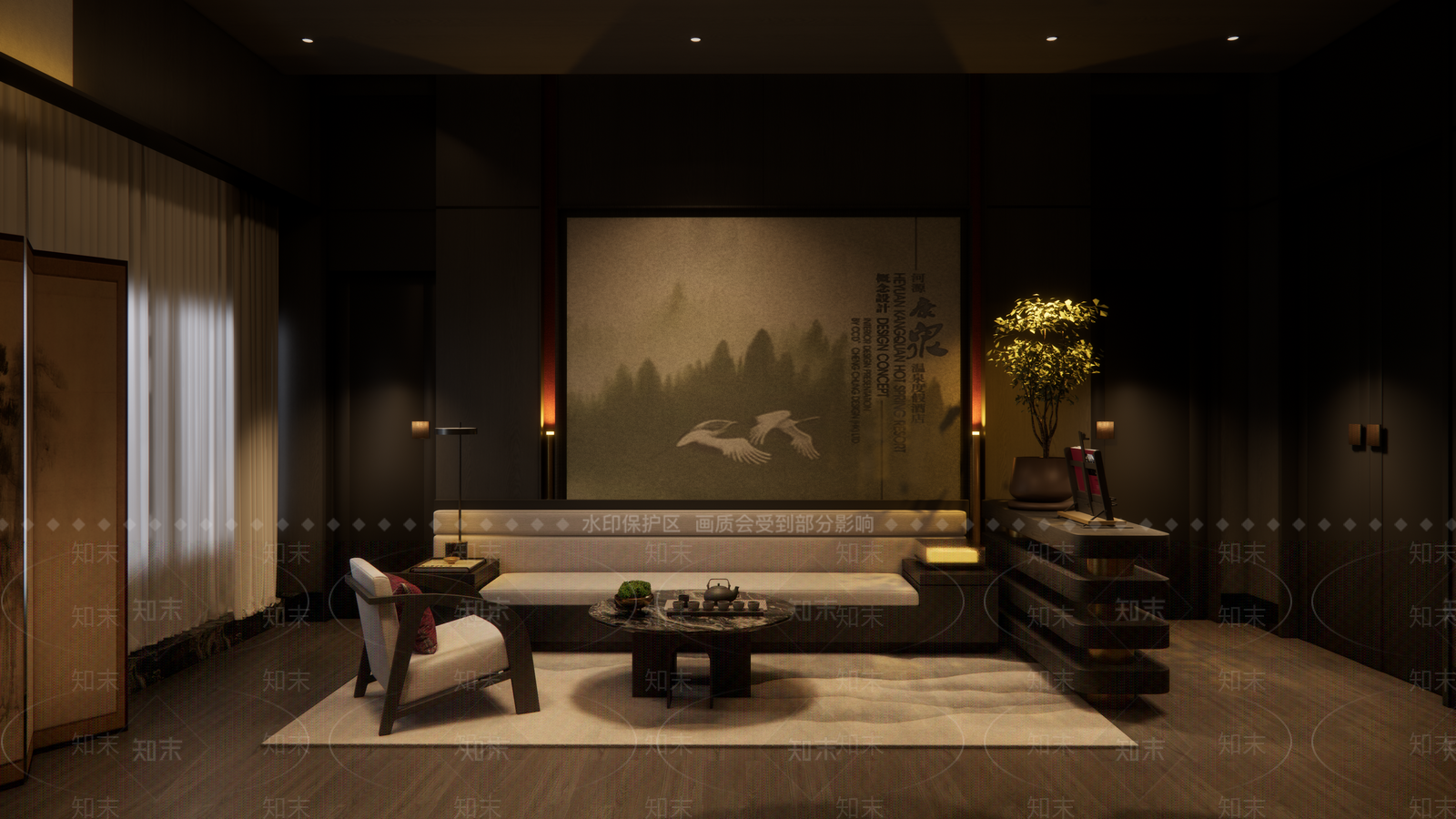 新中式现代包厢SU模型下载【ID:1186694271】