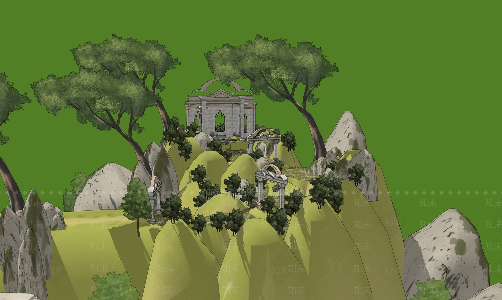 现代景观公园SU模型下载【ID:1186696128】