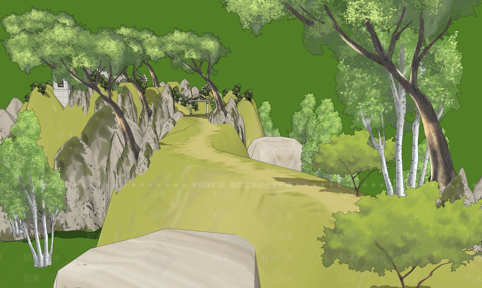现代景观公园SU模型下载【ID:1186696128】