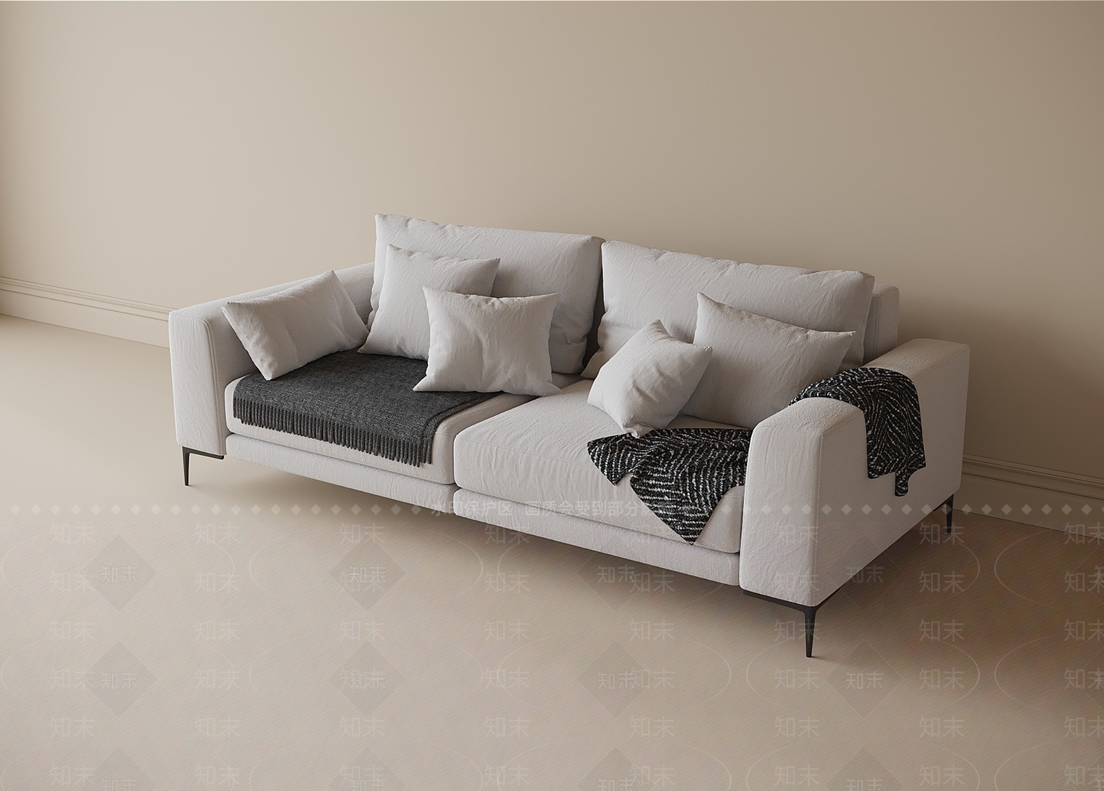现代双人沙发3D模型下载【ID:1186696385】