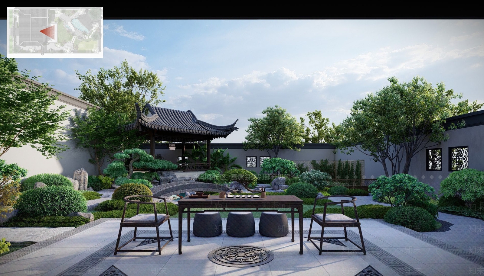 新中式中式别墅庭院SU模型下载【ID:1186696908】
