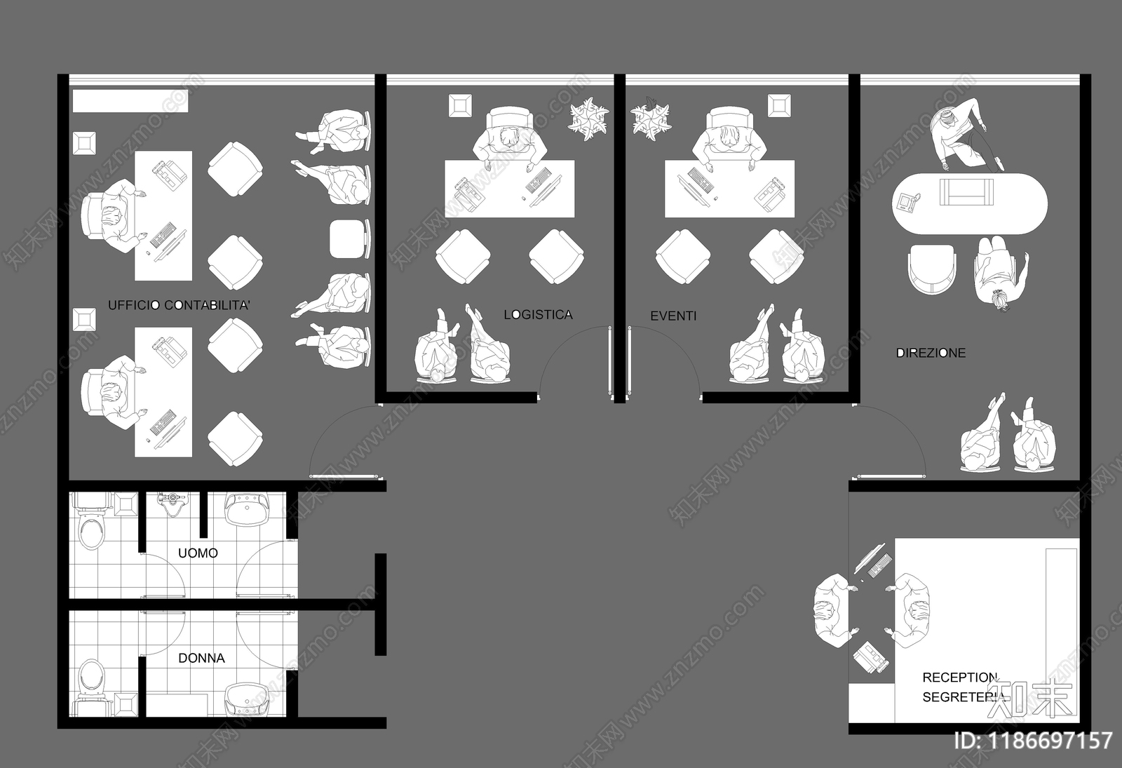 现代办公空间施工图下载【ID:1186697157】