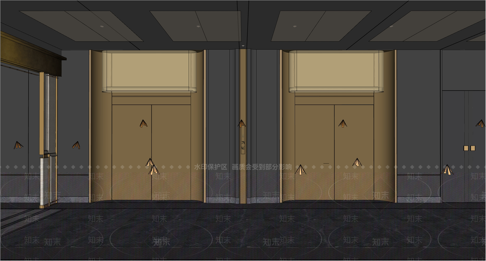 现代新中式电梯厅SU模型下载【ID:1186698877】