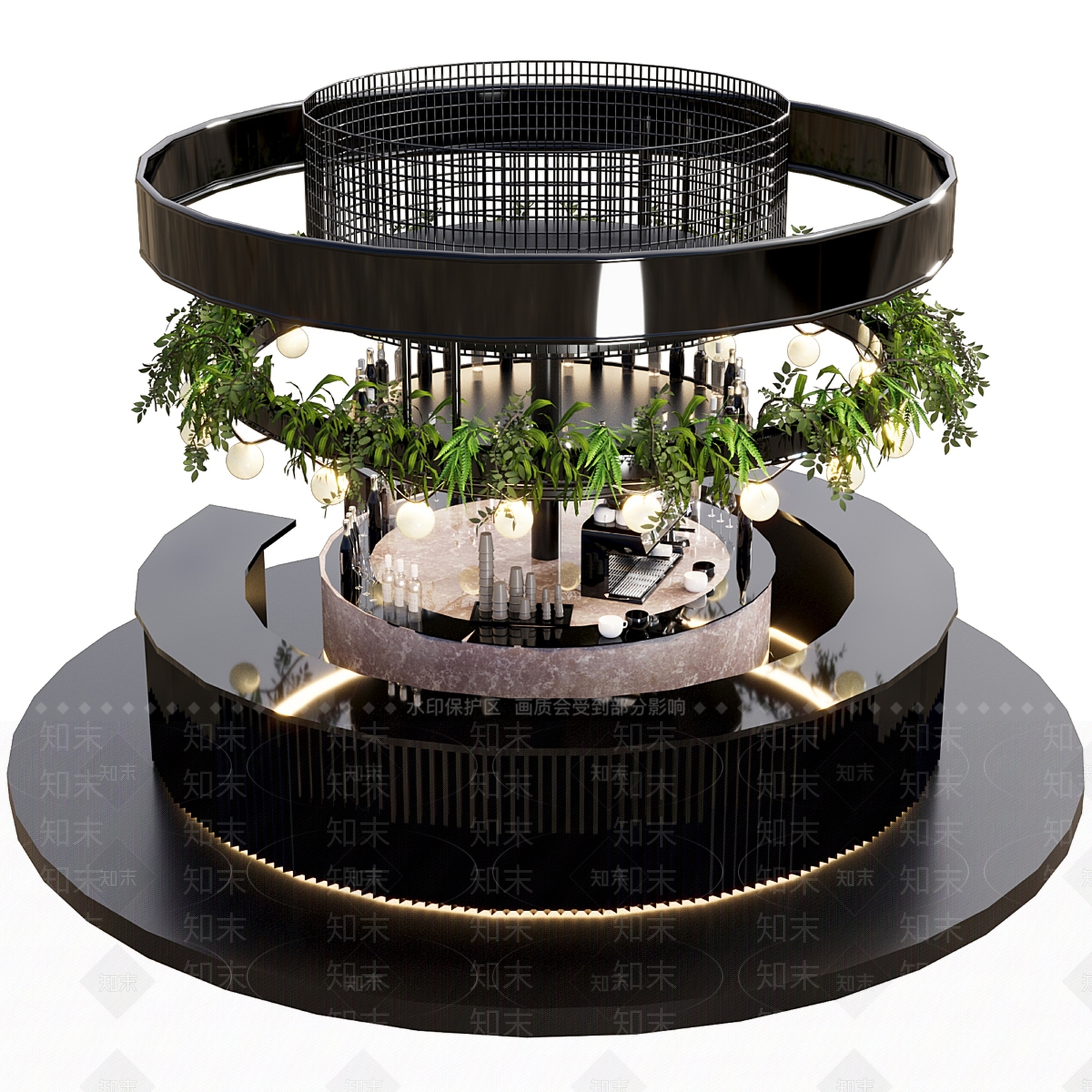 现代轻奢咖啡厅3D模型下载【ID:1186700406】