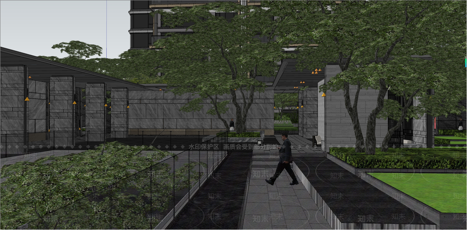 轻奢简约商业景观SU模型下载【ID:1186709941】