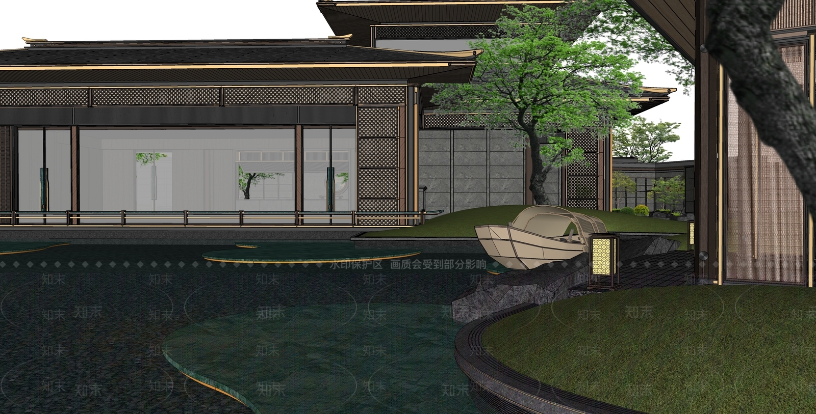 新中式中式商业景观SU模型下载【ID:1186724884】