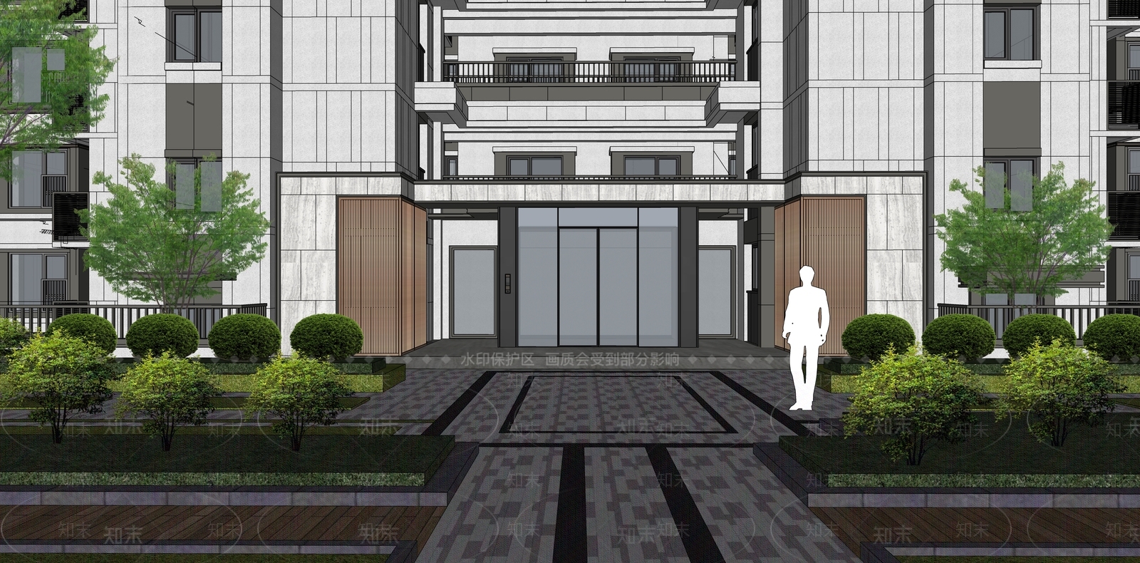 现代轻奢小区建筑SU模型下载【ID:1186731829】